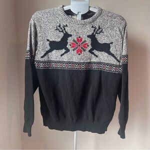 Weatherproof Vintage Cotton Reindeer Snowflake Sweater Large Nordic Holiday Knit